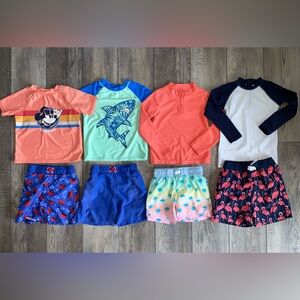 HUGE Bundle Boy’s Mix and Match Swimwear Swim Shorts Long Short Sleeve Tops 4T